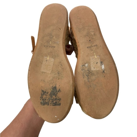 Dolce Vita Dane Raffia Wedge Summer leather platform sandals Tan Caramel Size - Picture 11 of 11